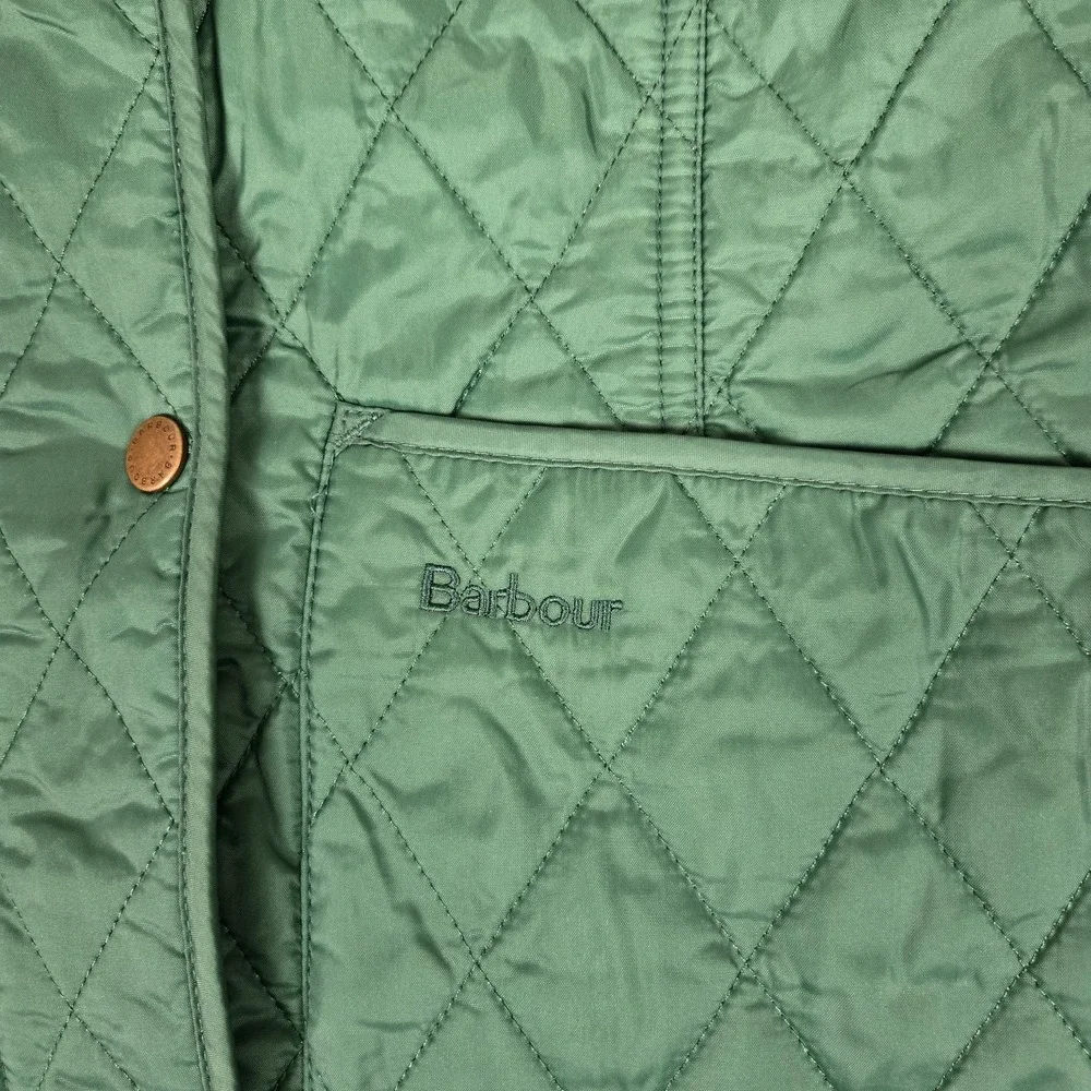 Barbour Vest Womens 4 Summer Liddesdale Gilet Quilted Green Full Zip Snap